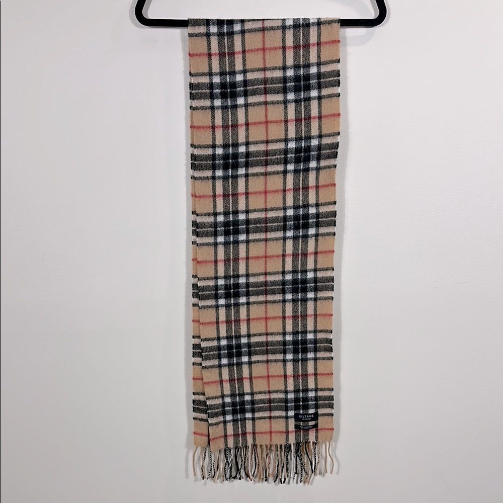 Scotland Classic Beige Plaid Fringe Scarf
